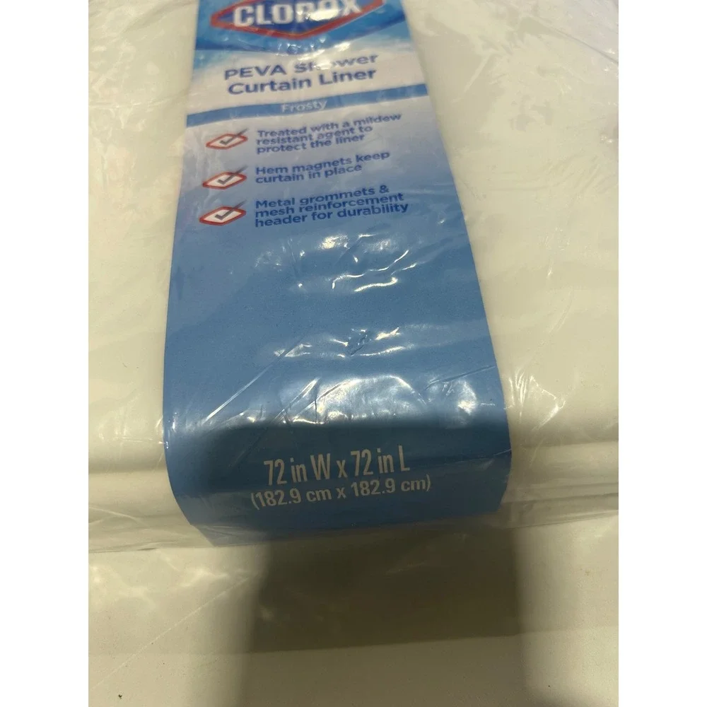Clorox PEVA Shower Curtain Liner 2 Pack Frosty White 72x72 Mildew Resistant NEW